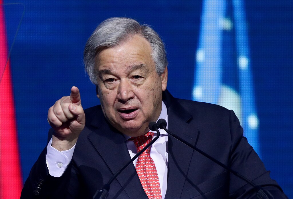 U.N. Secretary-General Antonio Guterres speaks at the R20 Austrian World Summit in Vienna, Austria, May 28, 2019. REUTERS/Lisi Niesner - RC1754FF7C80