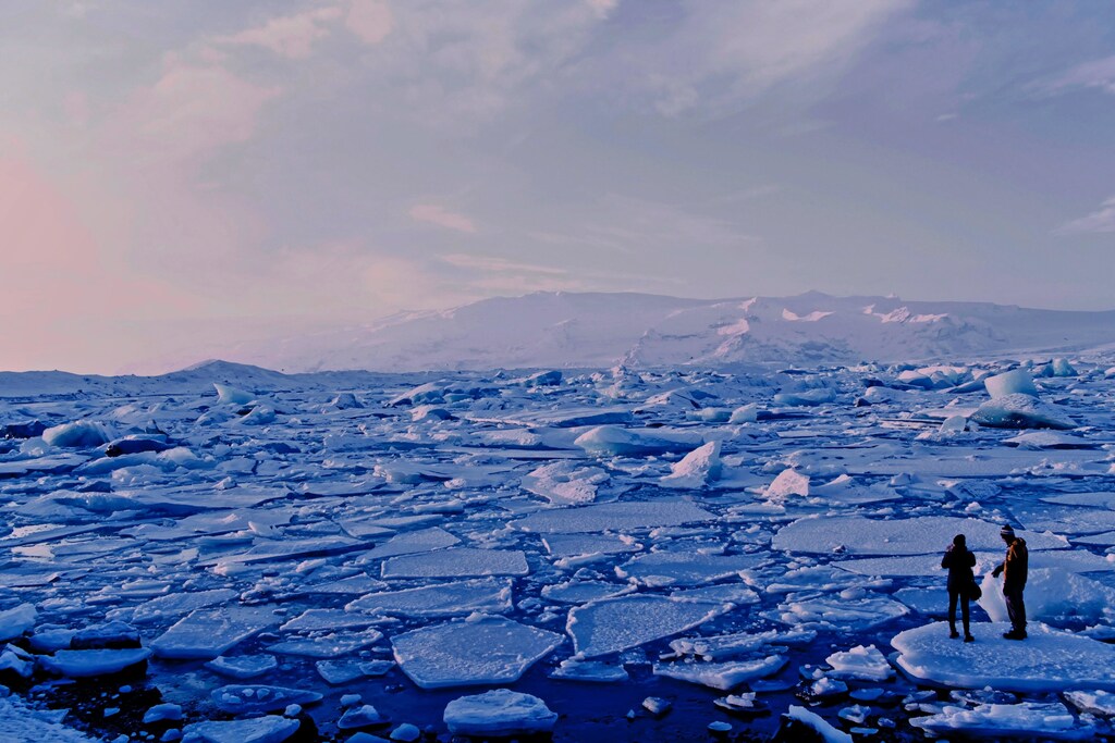 Arctic ice melting into the sea.