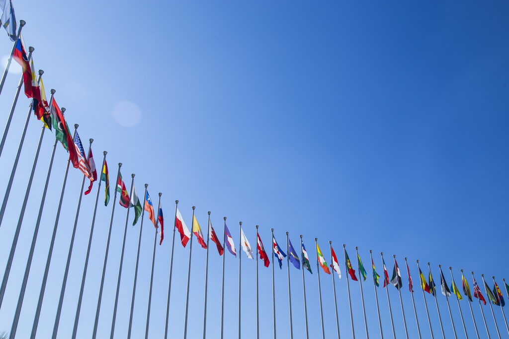 Waving flags of UN countries. The interconnected world of national security and global trade is changing fast. Here's what the experts are saying.