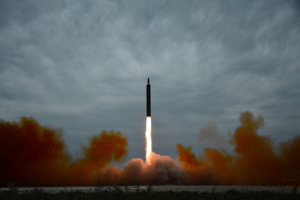 A missile is launched during a long and medium-range ballistic rocket launch drill in this undated photo released by North Korea's Korean Central News Agency (KCNA) in Pyongyang on August 30, 2017. KCNA/via REUTERS ATTENTION EDITORS - THIS IMAGE WAS PROVIDED BY A THIRD PARTY. REUTERS IS UNABLE TO INDEPENDENTLY VERIFY THIS IMAGE. SOUTH KOREA OUT. NO THIRD PARTY SALES. NOT FOR USE BY REUTERS THIRD PARTY DISTRIBUTORS. - RC187820E460