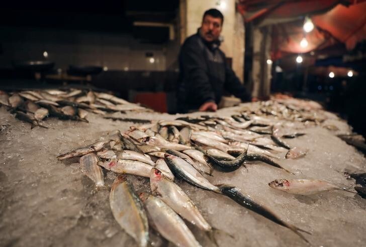 A vendor waits for customers at a fish market near the canal of Port Said, Egypt March 18, 2018. REUTERS/Mohamed Abd El Ghany