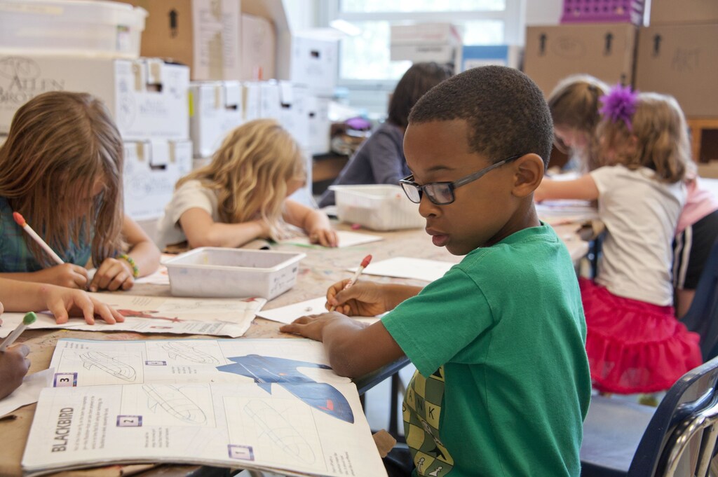 A group of children at school.