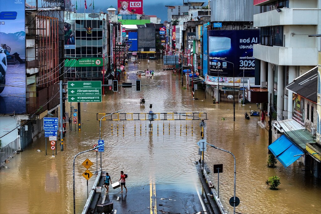 A flooded area in Hat Yai district, Songkhla, Thailand, November 23, 2025: Private sector investment has become critical to climate adaptation and resilience