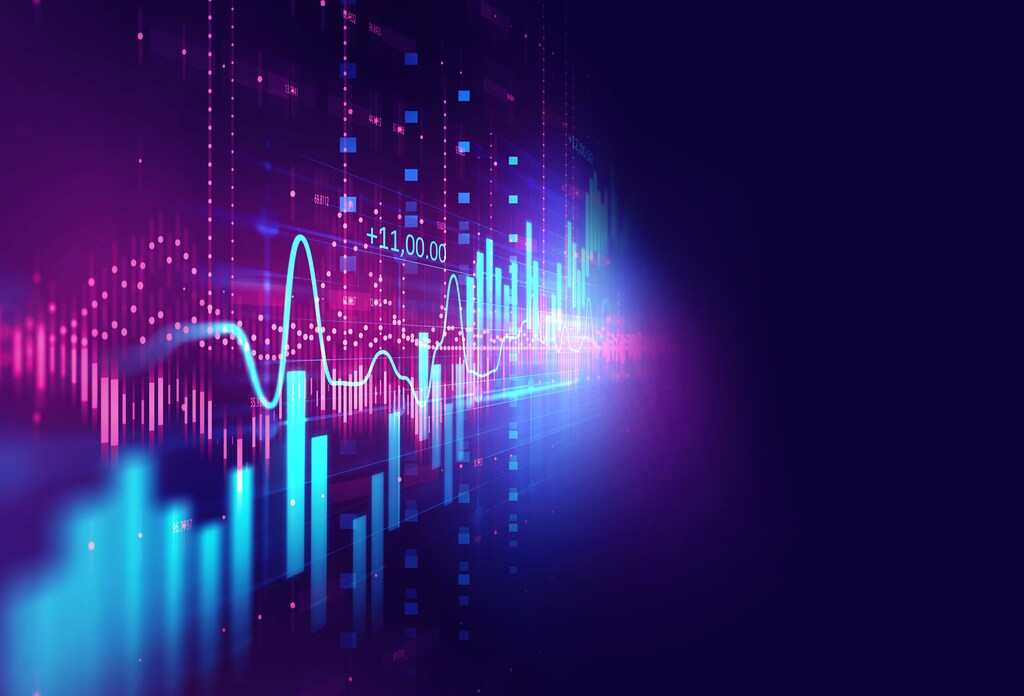 financial stock market graph on technology abstract background represent risk of investment in a story about wealth management