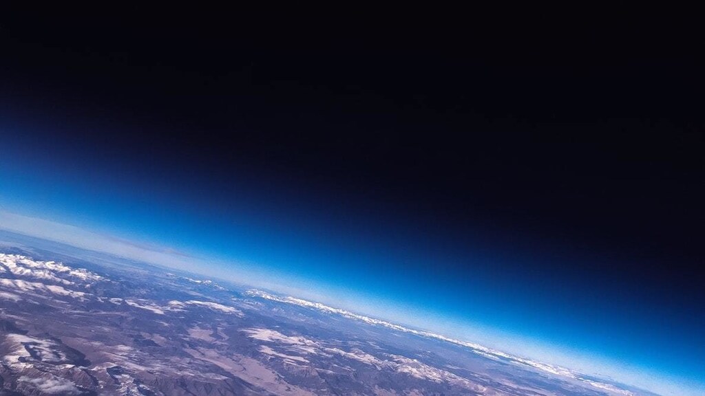 A photo from space, looking down at Earth.