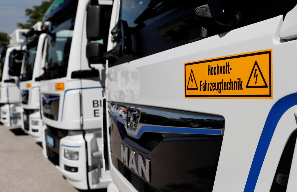 New electric trucks of German truckmaker MAN SE are seen during their presentation near Steyer, Austria September 13, 2018. REUTERS/Leonhard Foeger - RC1765D0BC20