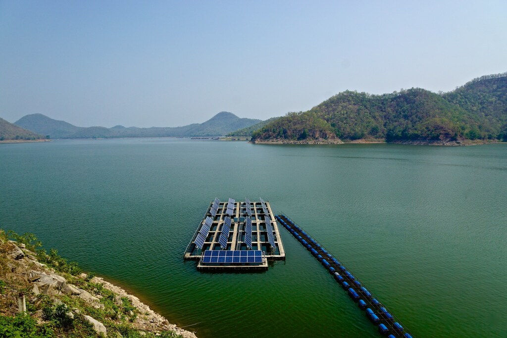 Uwe SchwarzbachFollow Array of solar panels on Srinakarin lake near the dam in Kanchanaburi province, Thailand brucecarlson66, ANNE LOTTE and 46 m