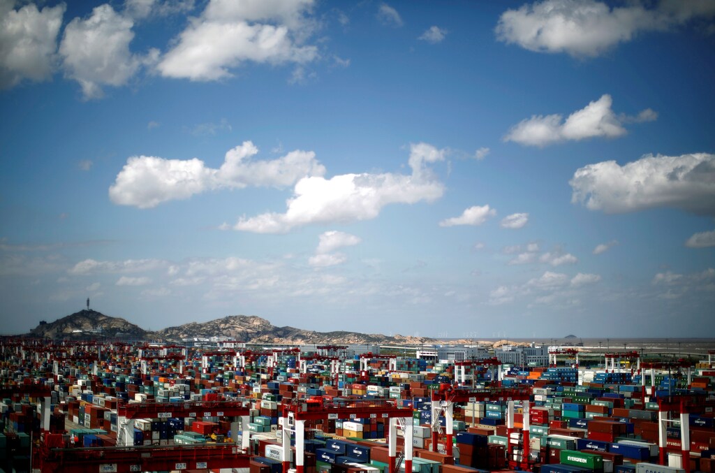 FILE PHOTO: A container area is seen at the Yangshan Deep Water Port, part of the newly announced Shanghai Free Trade Zone, south of Shanghai September 26, 2013. REUTERS/Carlos Barria/File Photo GLOBAL BUSINESS WEEK AHEAD - SEARCH GLOBAL BUSINESS 19 JUN FOR ALL IMAGES - RTS17MNP