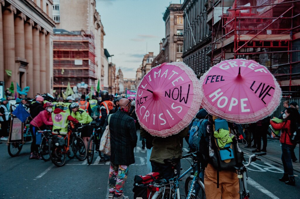 COP26 showed that momentum around sustainability is growing. Pictured: Climate action at COP26 in Glasgow