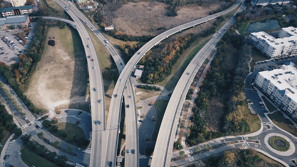 Cars travel along a highway in Mount Pleasant, United States