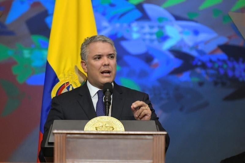 Colombia's President Ivan Duque gives a speech during the swearing-in ceremony of a new Congress in Bogota, Colombia, July 20, 2019. Courtesy of Colombian Presidency/Handout via REUTERS ATTENTION EDITORS - THIS IMAGE WAS PROVIDED BY A THIRD PARTY - RC1C8A6C4A70