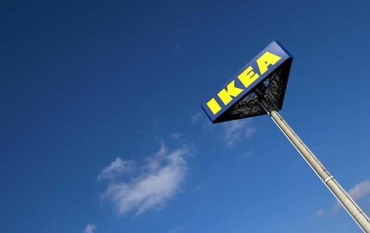 The IKEA logo is seen outside IKEA Concept Center, a furniture store and headquarters of the IKEA brand owner Inter IKEA, in Delft, the Netherlands March 16, 2016. REUTERS/Yves Herman