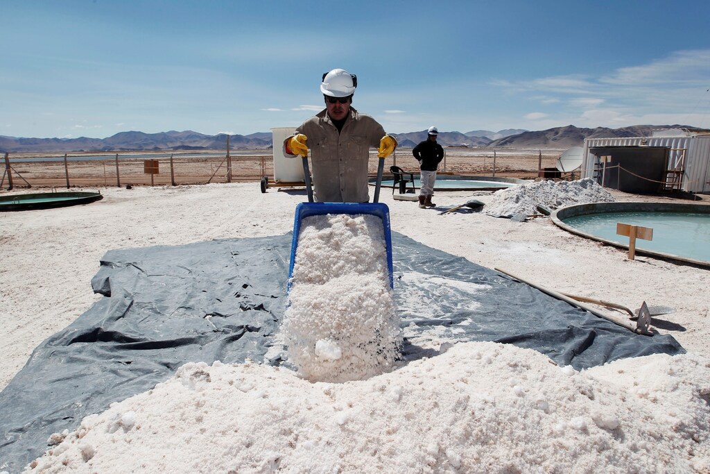 A worker at an Argentinian lithium mining facility.