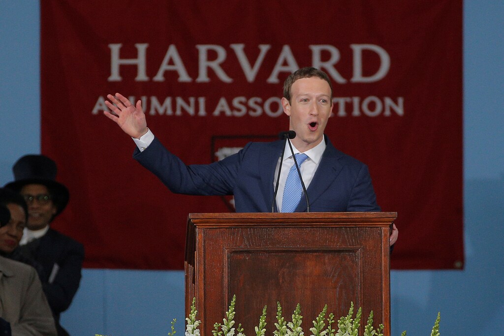 Facebook founder Mark Zuckerberg speaks during the Alumni Exercises following the 366th Commencement Exercises at Harvard University in Cambridge, Massachusetts, U.S., May 25, 2017. REUTERS/Brian Snyder - RTX37NKX