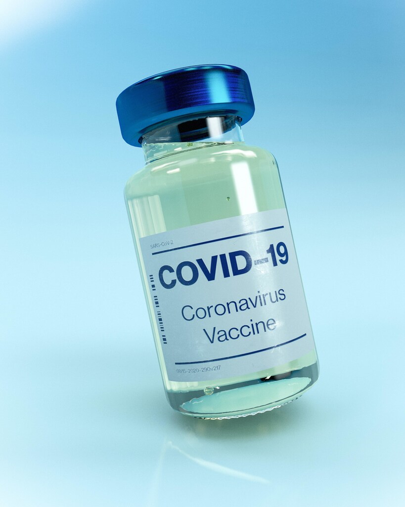 Covid-19 vaccine bottle mockup.