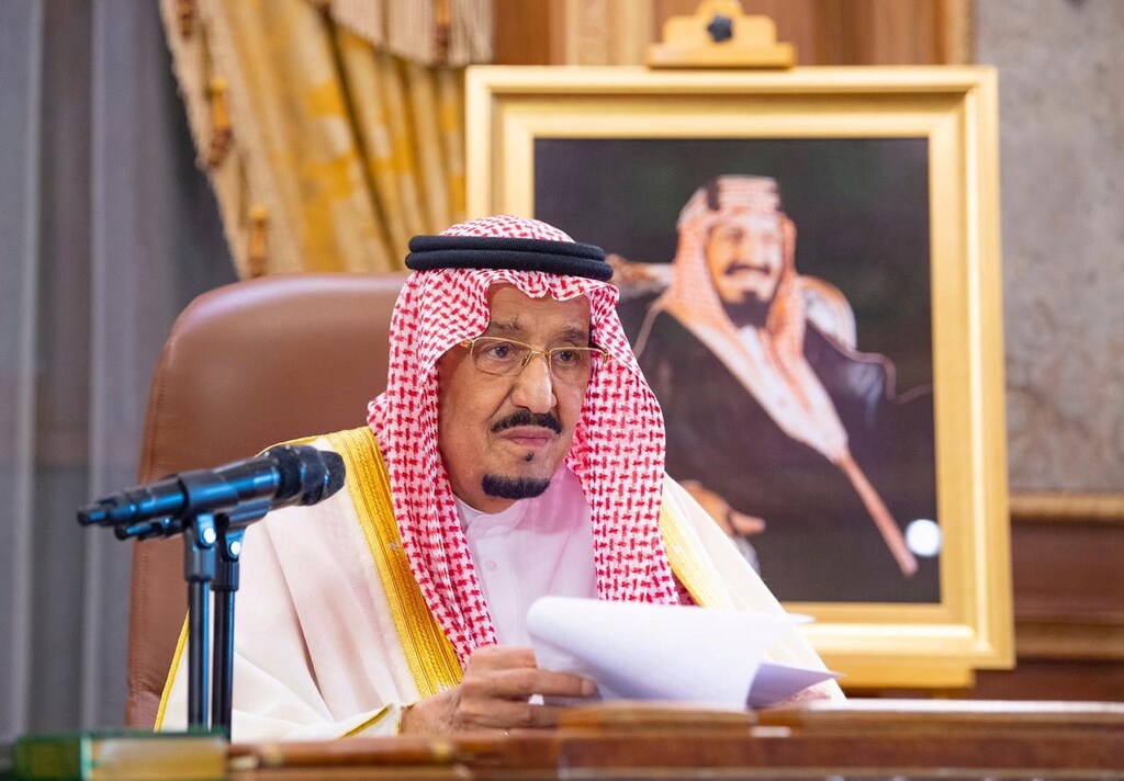 Saudi King Salman bin Abdulaziz delivers a televised speech regarding the outbreak of the coronavirus disease (COVID-19), in Riyadh, Saudi Arabia March 19, 2020. Picture taken March 19, 2020. Bandar Algaloud/Courtesy of Saudi Royal Court/Handout via Coronavirus china virus health healthcare who world health organization disease deaths pandemic epidemic worries concerns Health virus contagious contagion viruses diseases disease lab laboratory doctor health dr nurse medical medicine drugs vaccines vaccinations inoculations technology testing test medicinal biotechnology biotech biology chemistry physics microscope research influenza flu cold common cold bug risk symptomes respiratory china iran italy europe asia america south america north washing hands wash hands coughs sneezes spread spreading precaution precautions health warning covid 19 cov SARS 2019ncov wuhan sarscow wuhanpneumonia pneumonia outbreak patients unhealthy fatality mortality elderly old elder age serious death deathly deadly