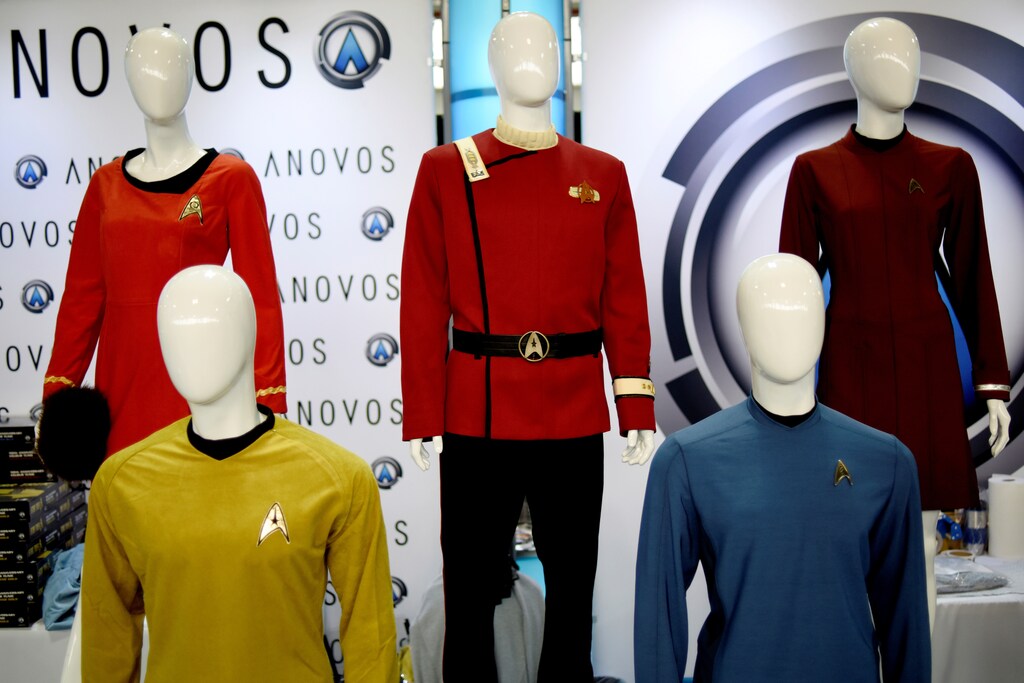 Star Trek uniforms sit on display for sale at the "Star Trek: Mission New York" convention in New York, U.S., September 2, 2016. REUTERS/Mark Kauzlarich - S1AETZBEYNAA