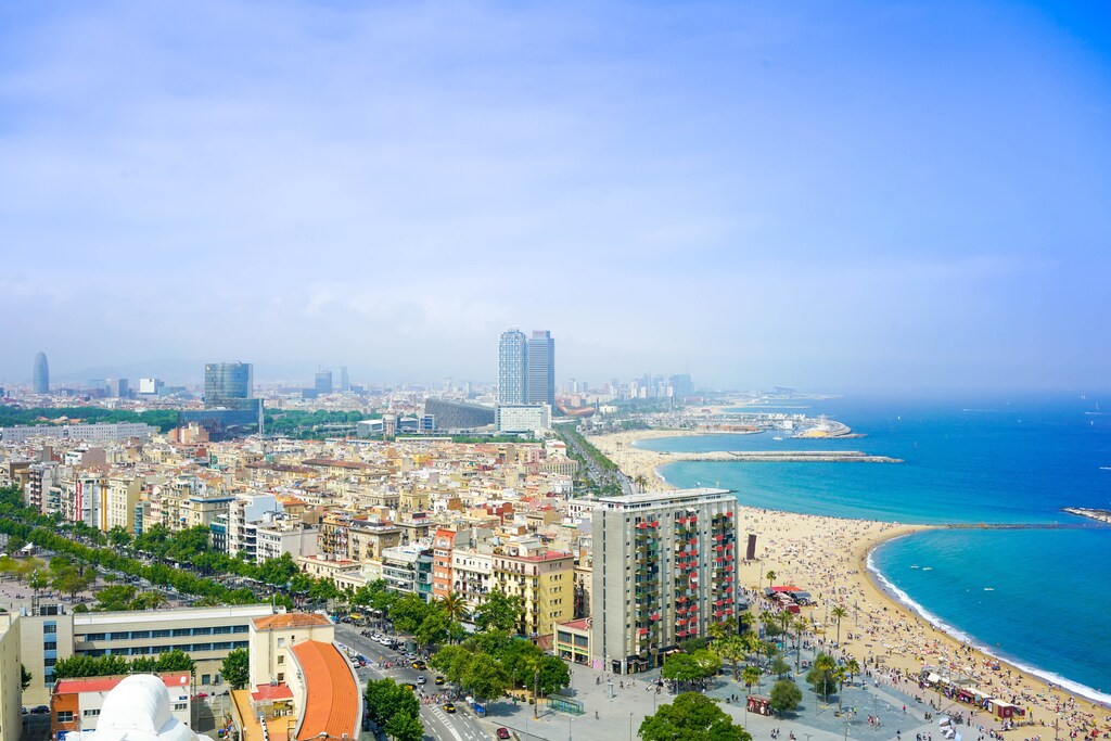 an arial picture of Barcelona beach
