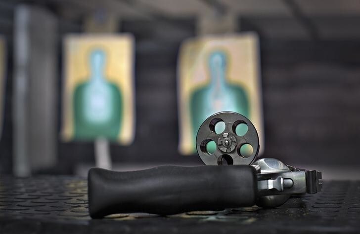 A .44 Magnum sits on the range counter waiting to be used at the DVC Indoor Shooting Centre in Port Coquitlam, British Columbia March 22, 2013. The DVC is the only indoor shooting centre in the province that rents firearms to the public without a license. Canada has very strict laws controlling the use of handguns and violent crime is relatively rare. Picture taken March 22, 2013. REUTERS/Andy Clark (CANADA - Tags: SOCIETY)ATTENTION EDITORS: PICTURE 22 OF 24 FOR PACKAGE 'GUN CULTURE - CANADA' SEARCH 'CANADA GUN' FOR ALL IMAGES
