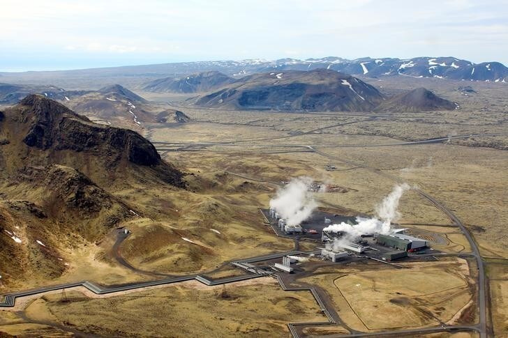 An aerial view of Hellisheidi geothermal power station near Reykjavik, Iceland, June 4, 2016. Picture taken June 4, 2016. REUTERS/Jemima Kelly