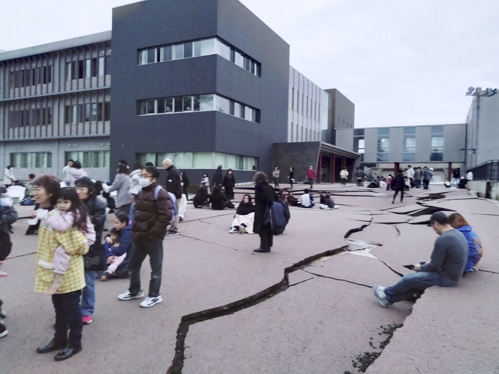 Road cracks caused by an earthquake is seen in Wajima, Ishikawa prefecture, Japan: Japan's strong emphasis in disaster preparedness helped responses to the New Year's Day earthquake, Ishikawa Prefecture, Japan.