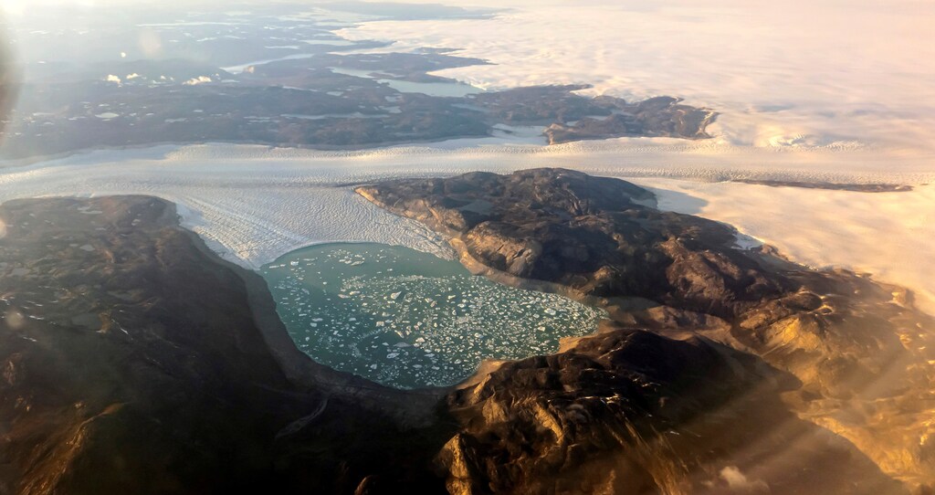 Melting glacier ice at the west coast close to Nuuk, Greenland.