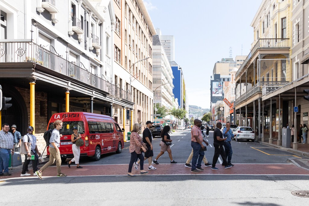 Participants in the Global Alliance of Cities for Road Safety (ACRoS) city-to-city exchange on road safety in Cape Town shared experiences by walking the city.