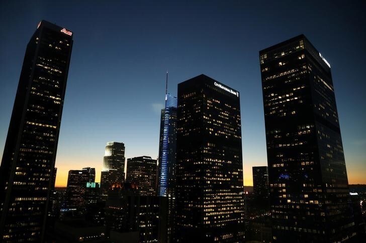 The downtown Los Angeles skyline is seen at dusk in Los Angeles, California, U.S. October 25, 2017. REUTERS/Lucy Nicholson