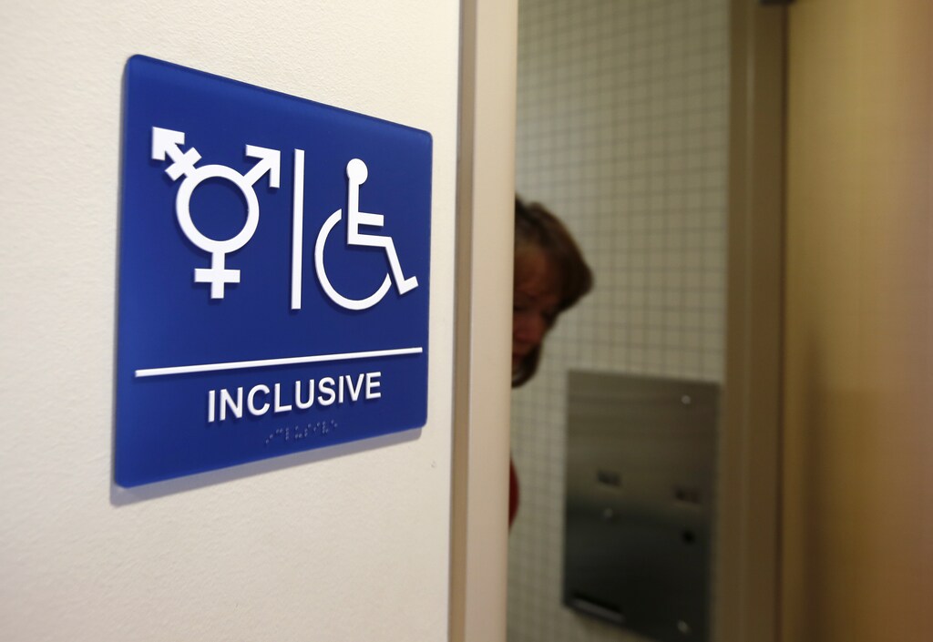 A gender-neutral bathroom is seen at the University of California, Irvine in Irvine, California September 30, 2014. The University of California will designate gender-neutral restrooms at its 10 campuses to accommodate transgender students, in a move that may be the first of its kind for a system of colleges in the United States. REUTERS/Lucy Nicholson (UNITED STATES - Tags: EDUCATION SOCIETY POLITICS) - GM1EAA10JIV01