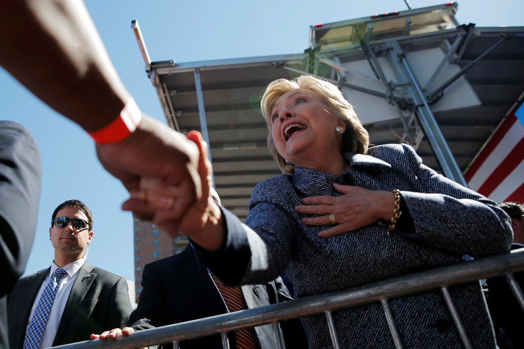 U.S. Democratic presidential nominee Hillary Clinton greets supporters at an Iowa Democratic Party Early Vote campaign rally in Des Moines, Iowa, U.S. September 29, 2016.
