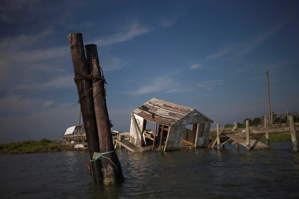 An island affected by the extreme weather caused by climate change.