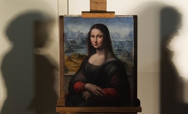 A copy of Leonardo Da Vinci's "Mona Lisa" painting is displayed at Madrid's El Prado Museum February 1, 2012. The painting was completed by one of Da Vinci's pupils at the same time as the original and in the same workshop, according to a statement by El Prado Museum.