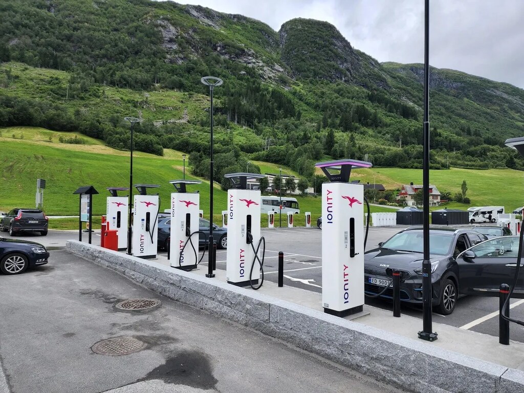 An EV charging station in Norway