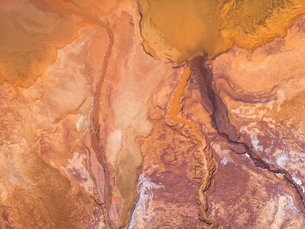 An aerial image of a mine where minerals are extracted