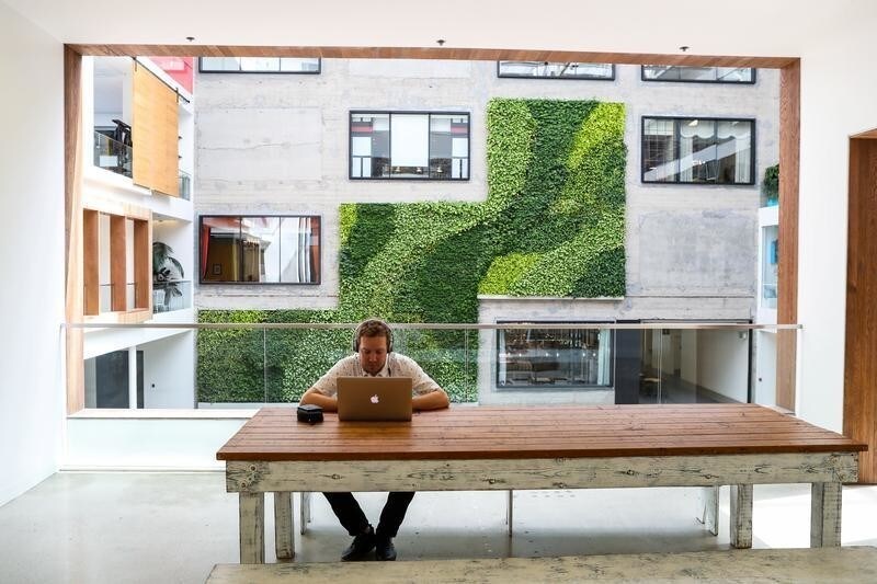 A man works at his Apple computer at the Airbnb office headquarters in the SOMA district of San Francisco, California, U.S., August 2, 2016. REUTERS/Gabrielle Lurie - RC1DD0026200