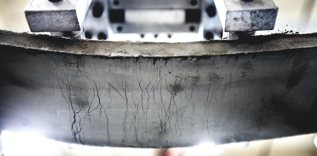 Bendable concrete created at the University of Michigan allows for thinner structures with less need for steel reinforcement.