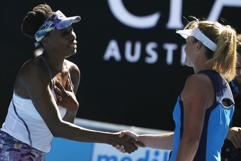Tennis - Australian Open - Melbourne Park, Melbourne, Australia - 26/1/17 Venus Williams of the U.S. shakes hands after winning her Women's singles semi-final match against Coco Vandeweghe of the U.S.
