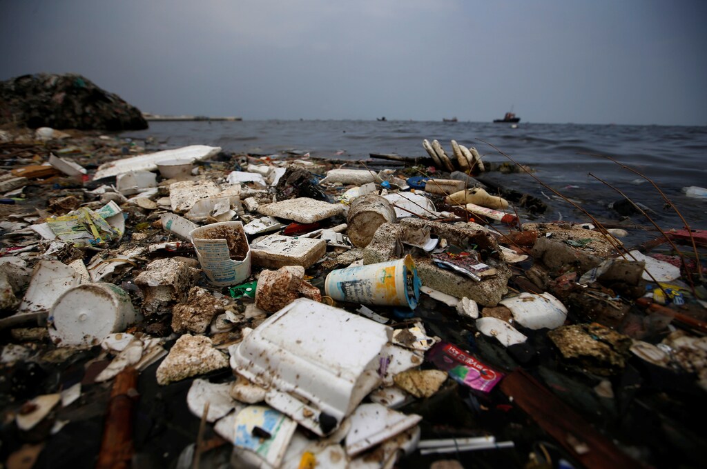 Plastic and styrofoam garbage litters the shoreline in Cilincing in Jakarta, Indonesia, Indonesia, November 26, 2018.