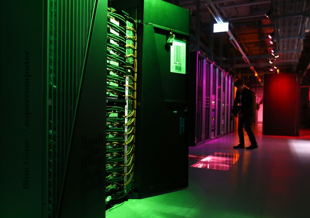 AI and the metaverse: The IBM Blue Gene Q Supercomputer on the launch day for the HBP at the Swiss Federal Institute of Technology (EPFL) in Ecublens, near Lausanne October 7, 2013.