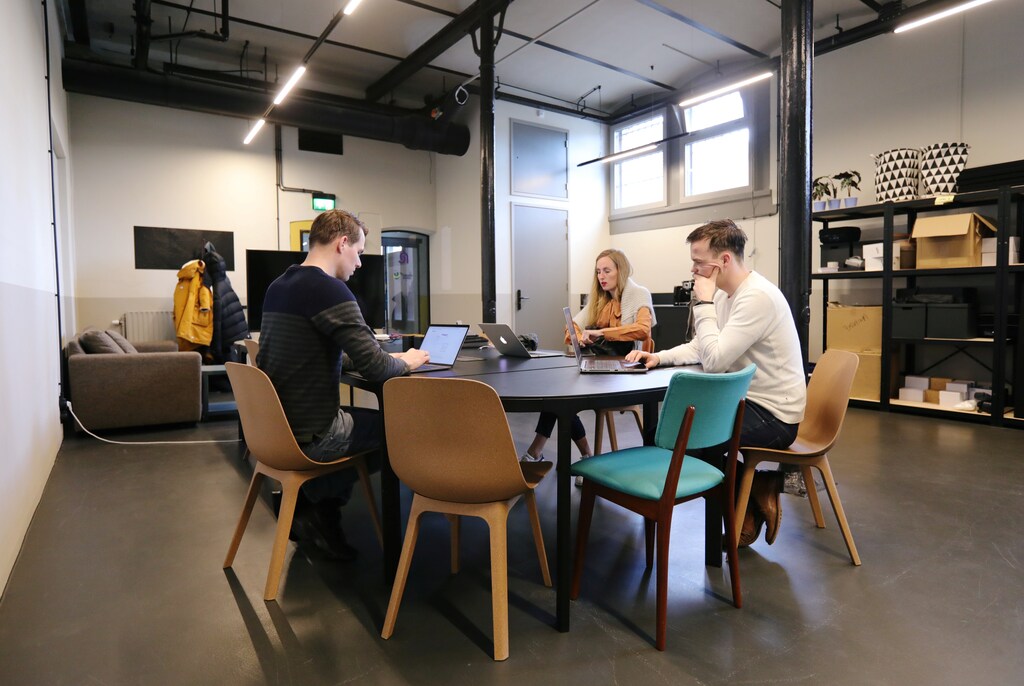 Margryt Fennema and Louis Zantema, co-founders of the virtual reality app Reducept, are seen working at the Dutch MedTech start-up office in Leeuwarden, Netherlands February 26, 2020. Picture taken February 26, 2020. REUTERS/Eva Plevier - RC21HF9GDS20