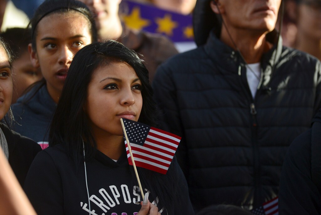 Latino leaders and immigration reform supporters gather at Farrand Field on the campus of the University of Colorado to launch "My Country, My Vote," a 12-month voter registration campaign to mobilize Colorado's Latino, immigrant and allied voters October 28, 2015. The rally was held ahead of a forum held by CNBC before the U.S. Republican presidential candidates debate in Boulder. REUTERS/Evan Semon - GF20000037144