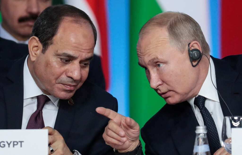 Egypt's President Abdel Fattah el-Sisi and Russia's President Vladimir Putin attend the first plenary session as part of the 2019 Russia-Africa Summit at the Sirius Park of Science and Art in Sochi, Russia, October 24, 2019. Sergei Chirikov/Pool via REUTERS - RC11771B7F00
