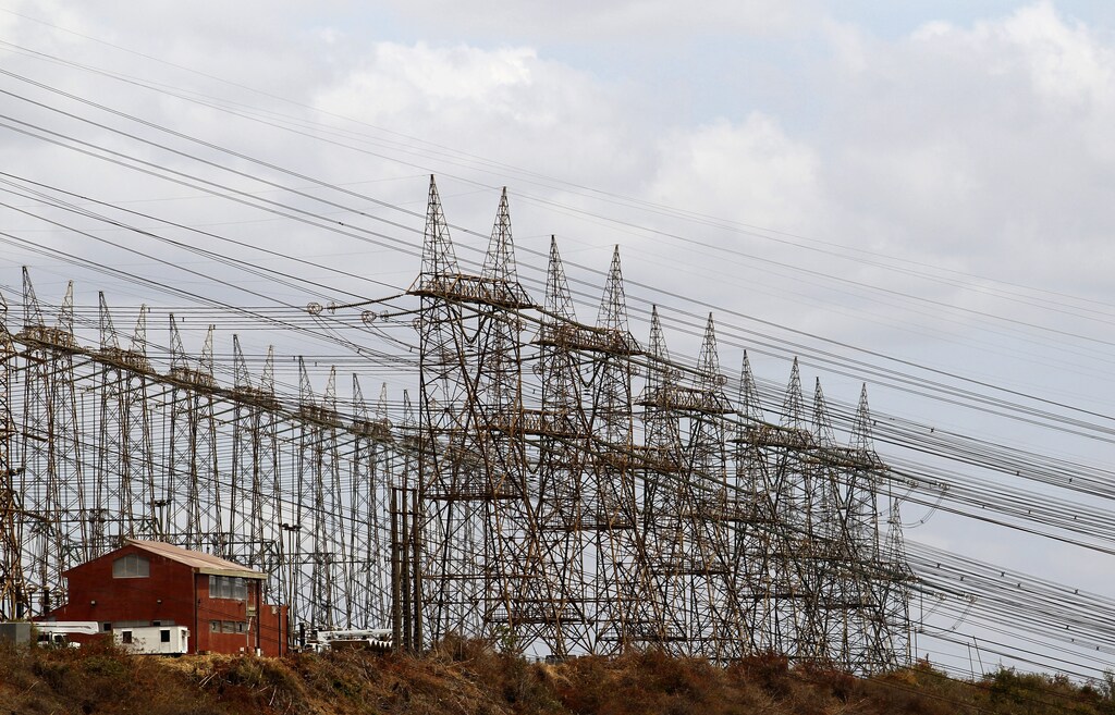 A view of power lines at the Guri dam at the Simon Bolivar Hydroelectric Power Station, in the southern state of Bolivar.