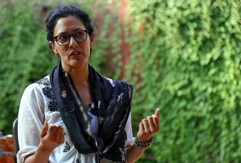 Chhavi Rajawat, a sarpanch or village leader, speaks during an interview at her home in Soda village in the desert state of Rajasthan, India, September 5, 2017. Picture taken September 5, 2017. REUTERS/Himanshu Sharma - RC1CC257BA40
