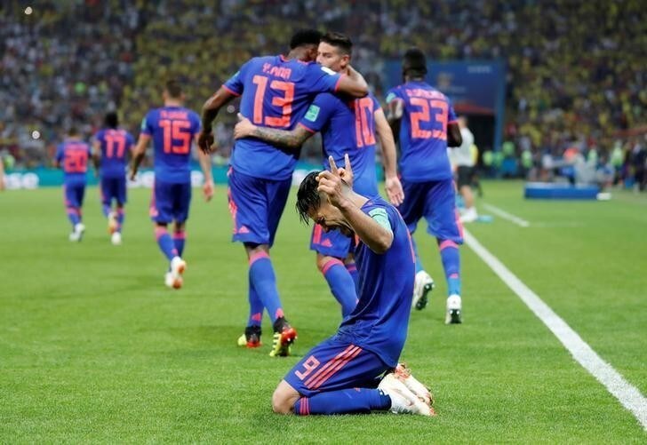 Soccer Football - World Cup - Group H - Poland vs Colombia - Kazan Arena, Kazan, Russia - June 24, 2018 Colombia's Radamel Falcao celebrates scoring their second goal REUTERS/Toru Hanai TPX IMAGES OF THE DAY