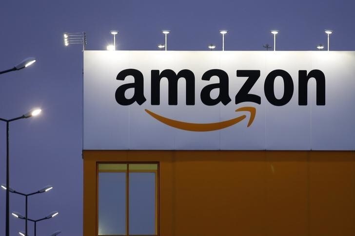 The logo of Amazon is seen at the company logistics center in Lauwin-Planque, northern France, February 20, 2017. REUTERS/Pascal Rossignol