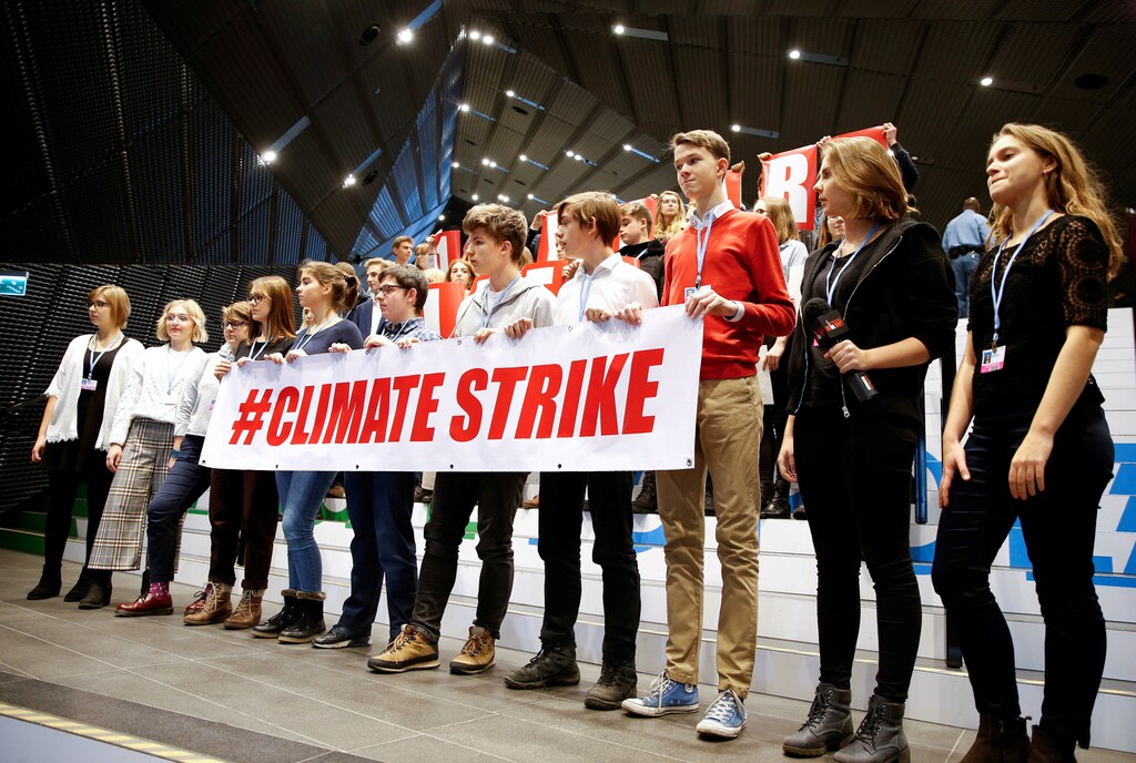 Local school children join Greta Thunberg's initiative on climate strike during the COP24 UN Climate Change Conference 2018 in Katowice, Poland December 14, 2018.