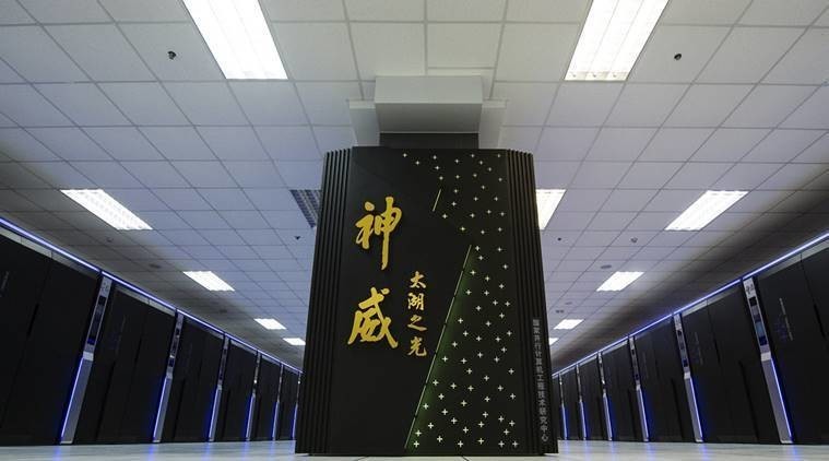 In this photo released by the Xinhua News Agency and taken on June 16, 2016, the Sunway TaihuLight, a new Chinese supercomputer, is seen in Wuxi, eastern China's Jiangsu Province. A supercomputer from China has topped a global list of the fastest systems for a seventh straight year, and for the first time the winner, Sunway TaihuLight, uses only Chinese-designed processors instead of U.S. technology. (Li Xiang/Xinhua via AP) NO SALES