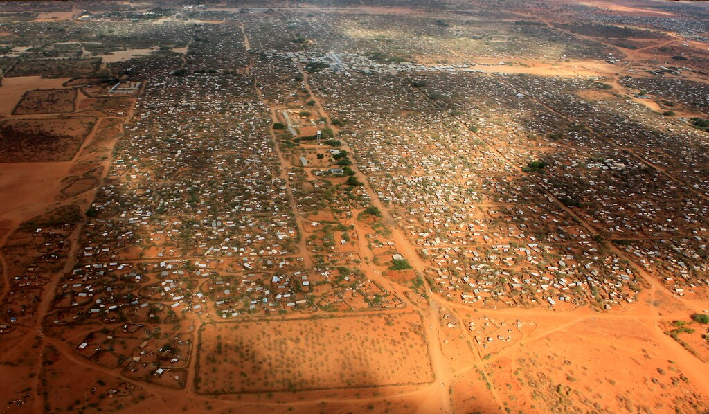 An aerial view shows makeshift shelters at the Dagahaley camp in Dadaab, near the Kenya-Somalia border in Garissa County, Kenya, April 3, 2011. REUTERS/Thomas Mukoya/File Photo - D1BETDBZYQAA