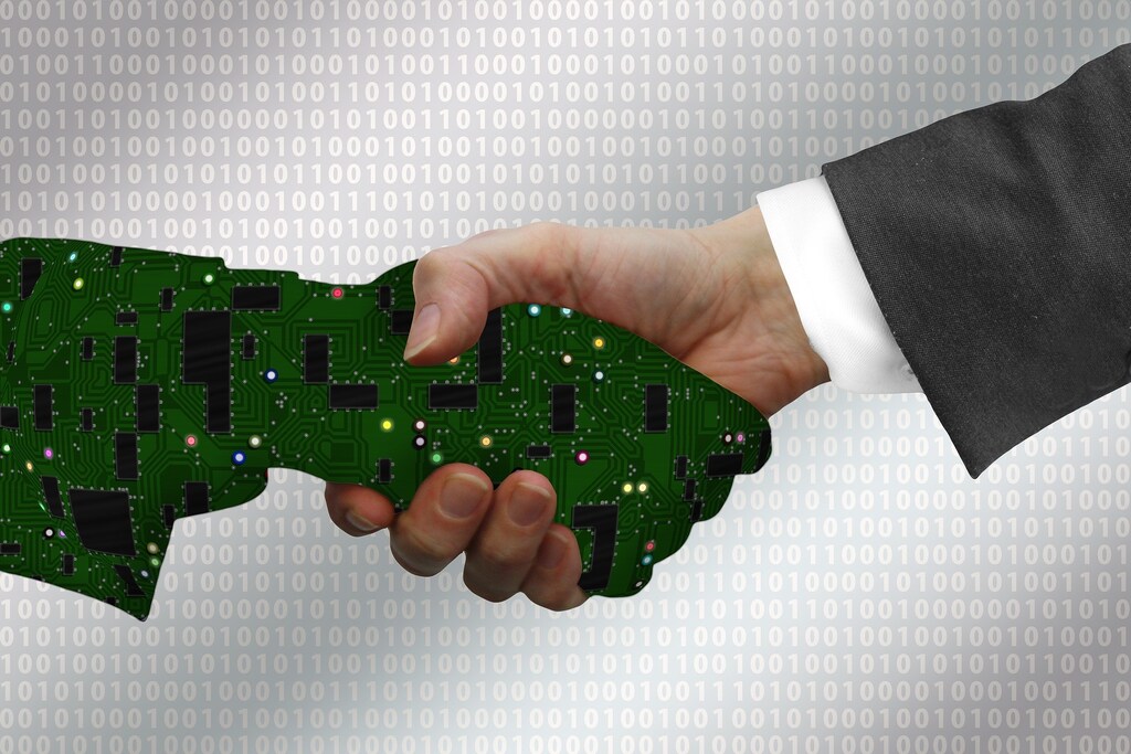 Visualisation of handshake between human and machine